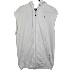 Southpole Sleeveless Hoodie Mens Medium White Full Zip Vest Y2K Streetwear